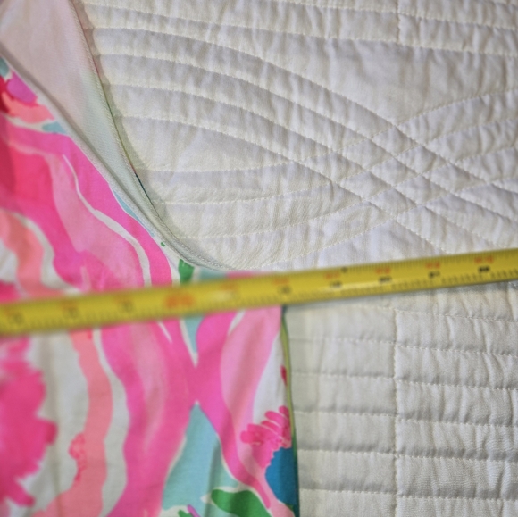 Lilly Pulitzer Pink and Green Floral Mini Dress Keyhole Neck Women's Size Medium - Picture 8 of 10